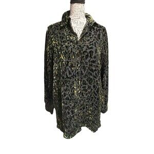 Annie Alexander Velvet Burnout Button Up Top Size Small Black Whimsygoth Fairy